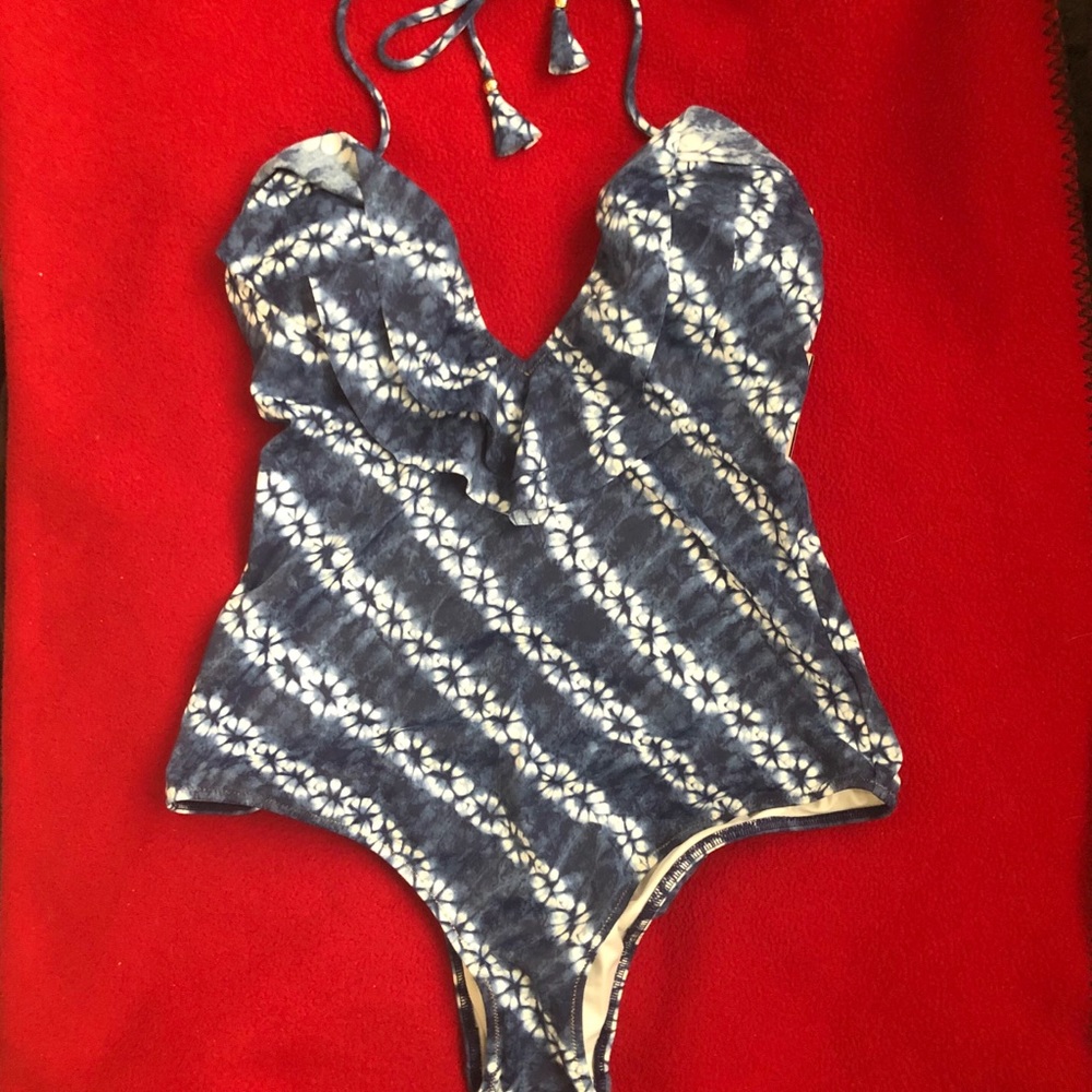 Victoria’s Secret Blue Tie Dye  Ruffle one piece M